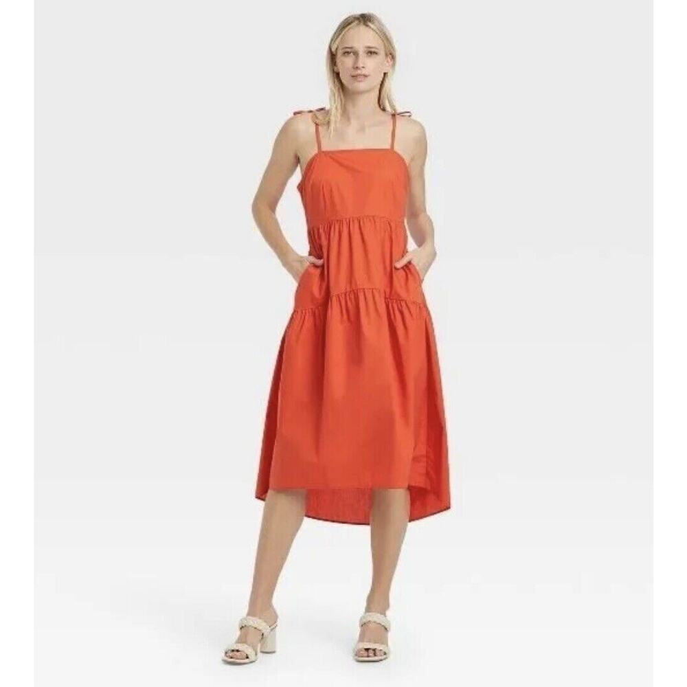 Who What Wear Sleeveless Baby Doll High Low Sundress Red Clay Women's Size XXL